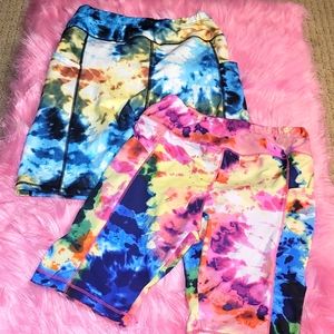 Juniors tie dye Activewear biker shorts. Size Large